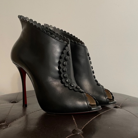 Christian Louboutin Leather Peep Toe Booties - Picture 5 of 14